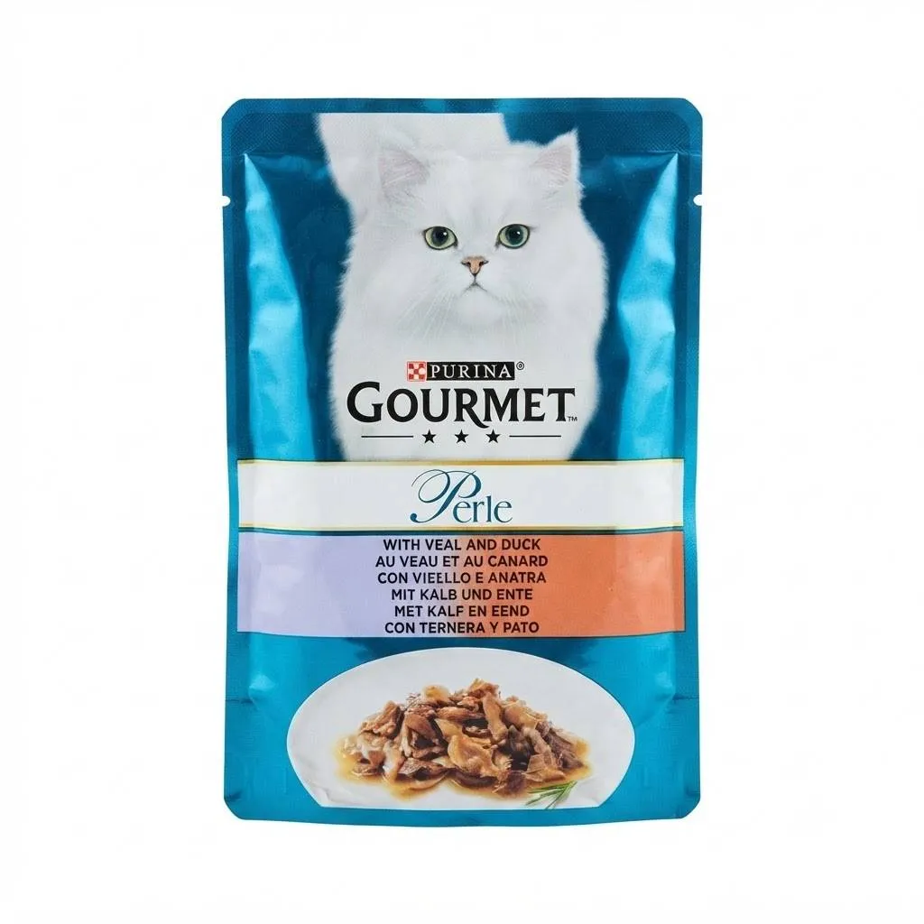 پوچ گربه گورمت با طعم گوشت گوساله و اردک